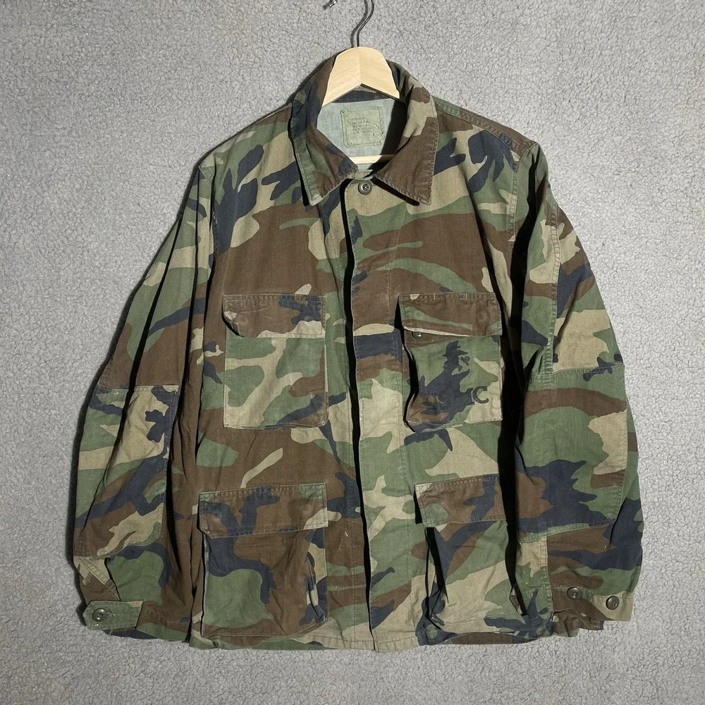 Vintage 90s USMC Marine Woodland Camo Combat Jacket Men's Medium